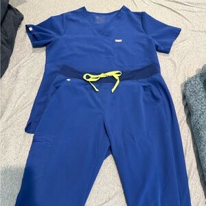 Figs electric blue scrub set